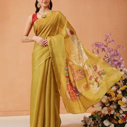 Silk Land Kalamkari Zardozi Chanderi Saree-image-95