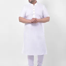 DEYANN PLUS Men White Solid Kurta with Churidar-image-12