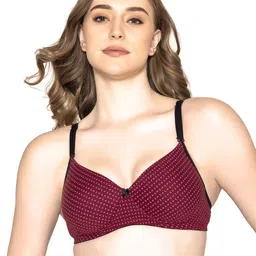 B'ZAR Polka Dot Printed Cotton T-shirt Bra Full Coverage Lightly Padded All Day Comfort-2