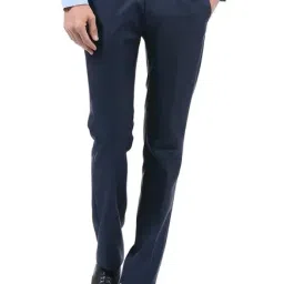 Arrow Dark Blue Mid Rise Flat Front Trousers-picture-44