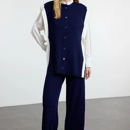 Trendyol Ribbed Self Design Sweater Vest And Trouser-image-47