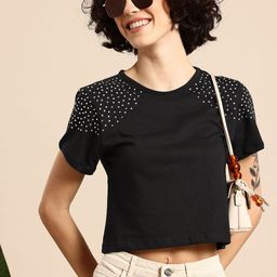 Mast & Harbour Embellished Studded Cotton Top-picture-15