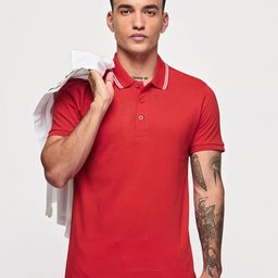 Red Flame Polo Collar Pure Cotton T-shirt-image-36