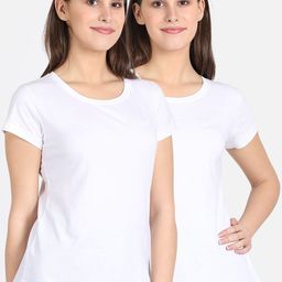 DYCA Women Pack Of 2 White Solid Round Neck T-shirt-image-36