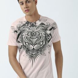 Huetrap Men Pink Printed Round Neck T-shirt-image-60