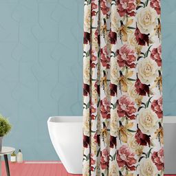 ArtzFolio White & Pink Printed Waterproof Shower Curtain-13