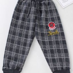 Teddy Full Length Track Pants Checks Print - Black Grey-image-78