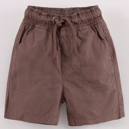 Cucumber Shorts with Drawstring Solid Color - Brown-picture-3