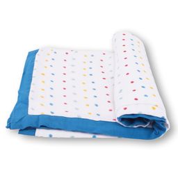 Mom's Home Organic Cotton Baby Muslin Dohar Blanket Polka Print - Blue White-image-76