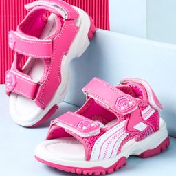 Cute Walk by Babyhug Sandals With Triple Velcro Closure - Fuchsia-image-63