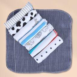 Baby Moo Boys Theme Cotton 20 x 20 cm Soft Hosiery Wash Cloth - Multicolour-26