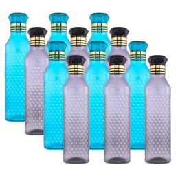 Kuber Industries Water Bottle  Plastic Water Bottle for Fridge  Water Bottle for Kitchen  Ideal for Restaurant  Water Bottle for Refrigerator  Square H2O Bottle  1 Litre  Pack of 12  Multi-picture-48