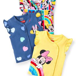 Babyhug Interlock Frill Sleeves Front Open Jhablas Minnie & Friends Print Pack of 3 - Multicolour-picture-20
