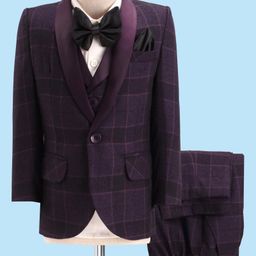 Robo Fry Woven Full Sleeves Solid 4 Piece Party Suit - Purple-image-46