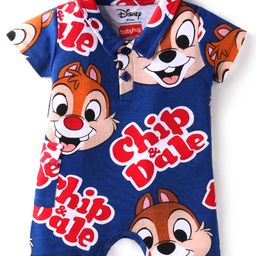 Babyhug Disney Cotton Knit Half Sleeves Rompers With Chip N Dale Graphics - Navy Blue-image-94