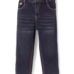 Olio Kids Denim Woven Full Length Solid Color Jeans - Black-image-52