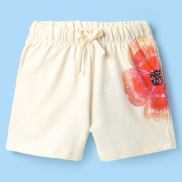 Pine Kids Looper Knit Mid Thigh Shorts With Floral Print - White-image-81