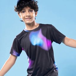 Pine Active Knit Half Sleeves Printed T-Shirt - Black-image-80
