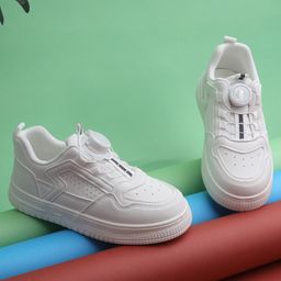 TRUFFLE COLLECTION Solid With Rotating Button Closure Sneakers - White-image-77