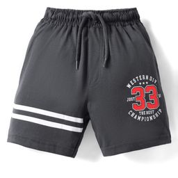Taeko Single Jersey Above Knee Length Shorts With Text Print - Black-image-1