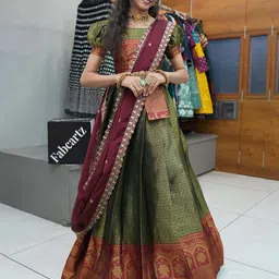 Fabcartz Semi-Stitched Lehenga & Unstitched Blouse With Dupatta-picture-3