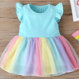 LULU & SKY Striped Flutter Sleeve Fit & Flare Dress-54