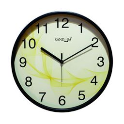 RANDOM Yellow & Black Printed Sweep Silent Stylish Round Contemporary Wall Clock-image-91