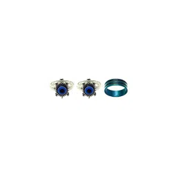 Dynamic Retail Global Set of 3 Rings for Men & Women, Blue-Green Alloy Ring ()-88