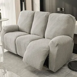 HOKIPO Taupe Jacquard 3 Seater Recliner Cover With Arms-image-45