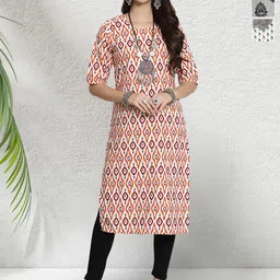 HERE&NOW Selection Of 3 Geometric Printed Round Neck Straight Kurtas-18