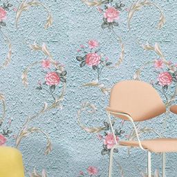 Blue Damask Removable PVC Vinyl Wallpaper Home Decor (500CM x 45CM)-image-2