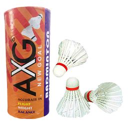 AXG New Goal Classy Colored Thrasher Racquets with Feather shuttles and Net Badminton Kit (Red) image 5