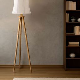 Devansh Off White & Black Frustum Wooden Floor Lamp-picture-25