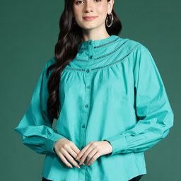 DressBerry Lace Inserts Cotton Shirt Style Top-picture-23