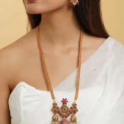 Teejh Kanvi Gold Ruby Necklace Set-12
