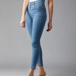 DOLCE CRUDO Blue Skinny Fit High Rise Stretchable Jeans-picture-28