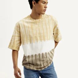 Levi's Beige Cotton Loose Fit Tie - Dye T-Shirt-image-75