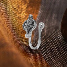 OOMPH Oxidised Silver Tone Ethnic Nosering-image-57