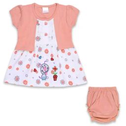 Wish Karo Kids Peach Floral Frock & Briefs-image-47