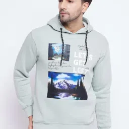 Duke Sage Green Hairy Regular Fit Printed Hooded Sweatshirt-image-25