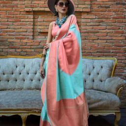Vardha Turquoise Blue Woven Saree With Unstitched Blouse-picture-47