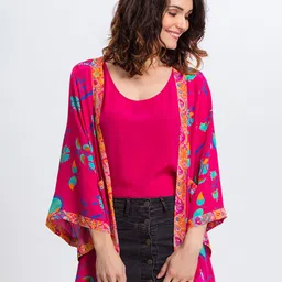 SHAYE Women Printed Longline Open Front Shrug-44