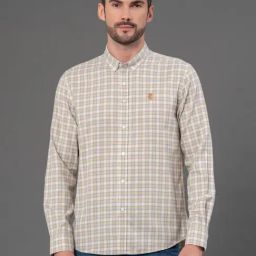 Red Tape Cream Regular Fit Checks Shirt-image-89
