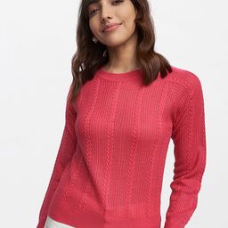 AND Women Pink Self Design Acrylic Sweatshirt-image-20