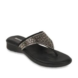 Rocia by Regal Women's Black Thong Wedges-image-27