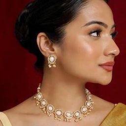 Teejh Bela Light Gold Necklace Set-20