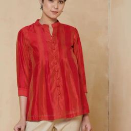 Cotton Silk Color Block Shirt-image-35