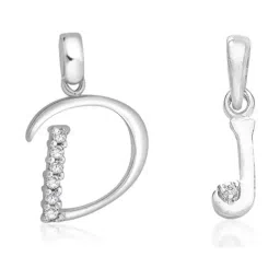 Taraash 92.5 Sterling Silver 'D' & 'J' Initial Letter Couple Pendants-image-45