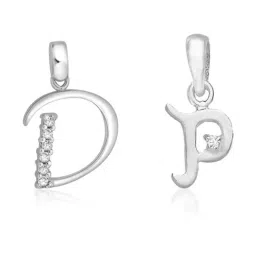Taraash 92.5 Sterling Silver 'D' & 'P' Initial Letter Couple Pendants-image-48