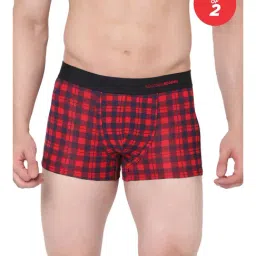 UnderJeans by Spykar Blue & Red Check Trunks - Pack of 2-picture-37